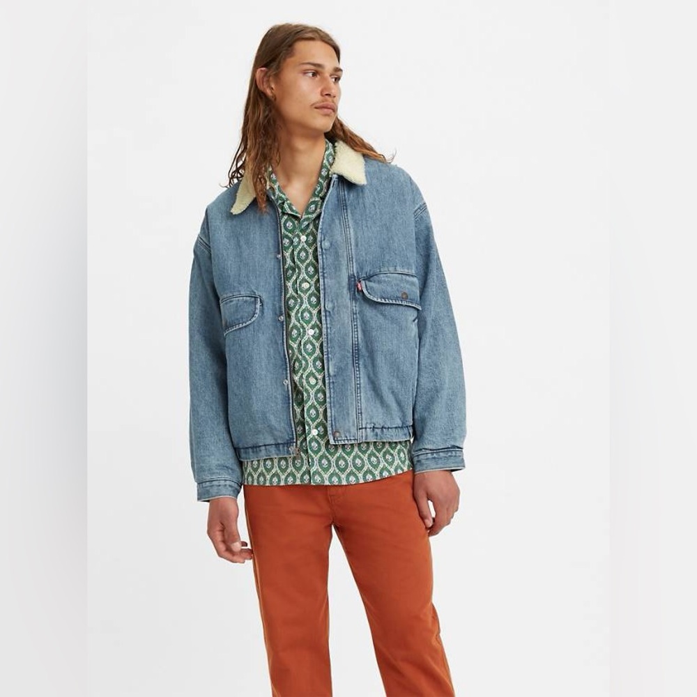 NWT LEVIS SHERPA LINED DENIM TRUCKER JACKET SIDE MENS MEDIUM